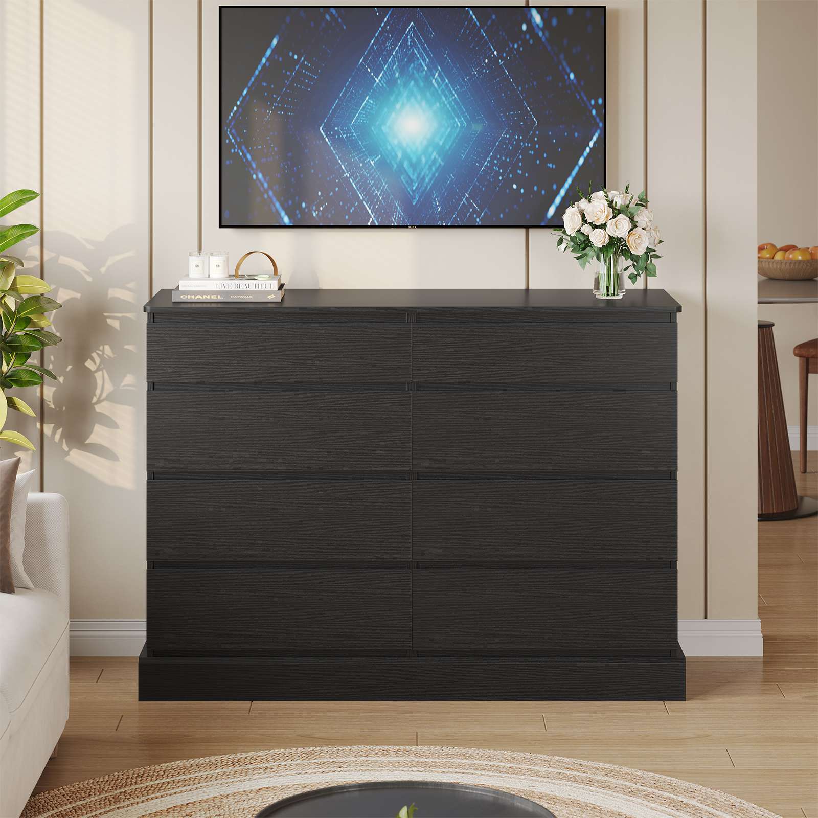 Hasuit | 51.5 Inch Wide Dresser for Bedroom Long Dresser with 8 Drawer Hasuit | 51.5 Inch Wide Dresser for Bedroom Long Dresser with 8 Drawer