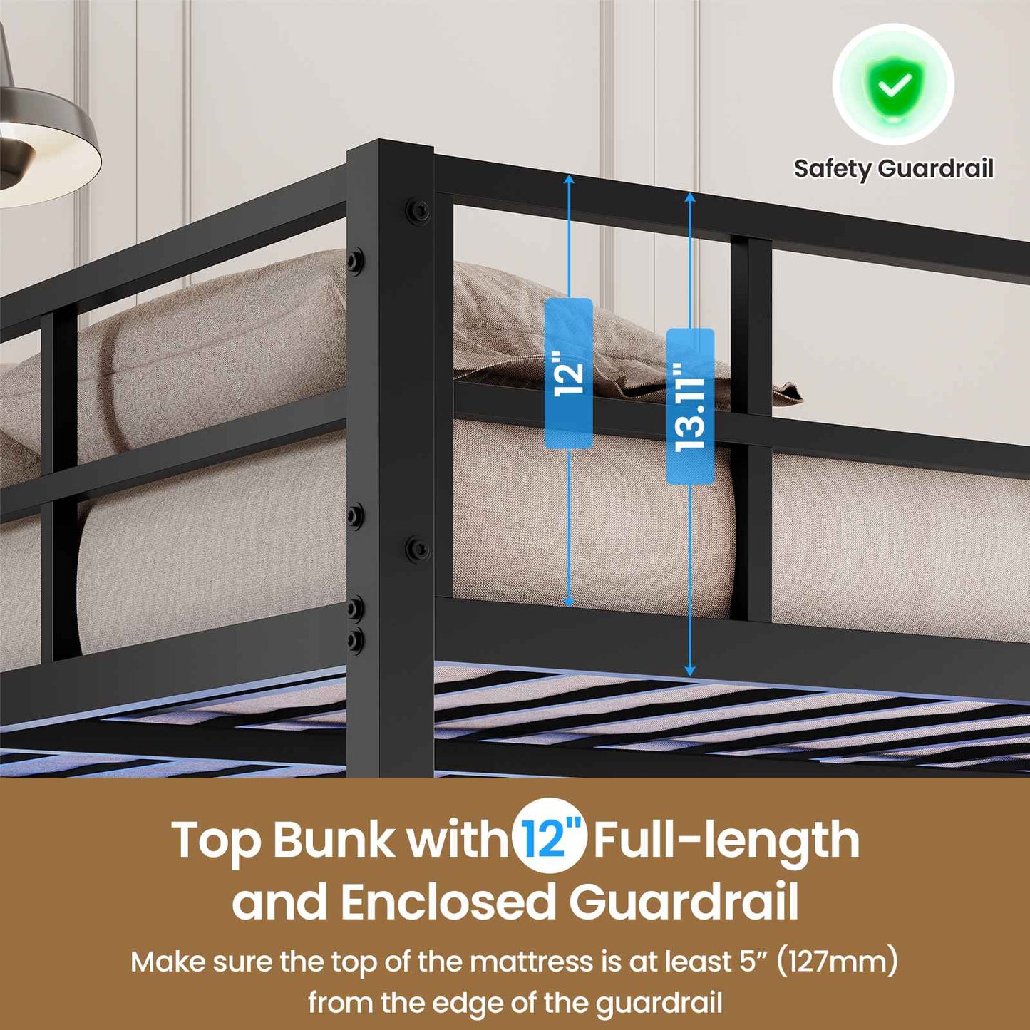 Hasuit | Full Over Twin Bunk Bed with Desk Convertible Storage Shelf Metal Loft Bed with Led Lights & Charging Station Bunk Beds for Teens with Safety Guard & Stairs