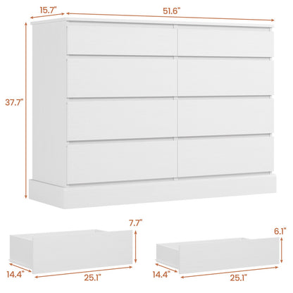 Hasuit | 51.5 Inch Wide Dresser for Bedroom Long Dresser with 8 Drawers Wooden Dressers Chest Large Capacity Clothing Storage Cabinet