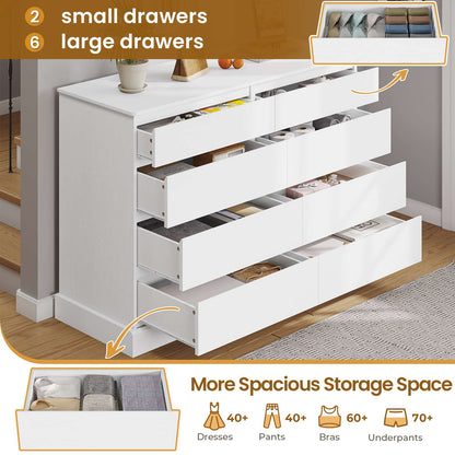 Hasuit | 51.5 Inch Wide Dresser for Bedroom Long Dresser with 8 Drawers Wooden Dressers Chest Large Capacity Clothing Storage Cabinet