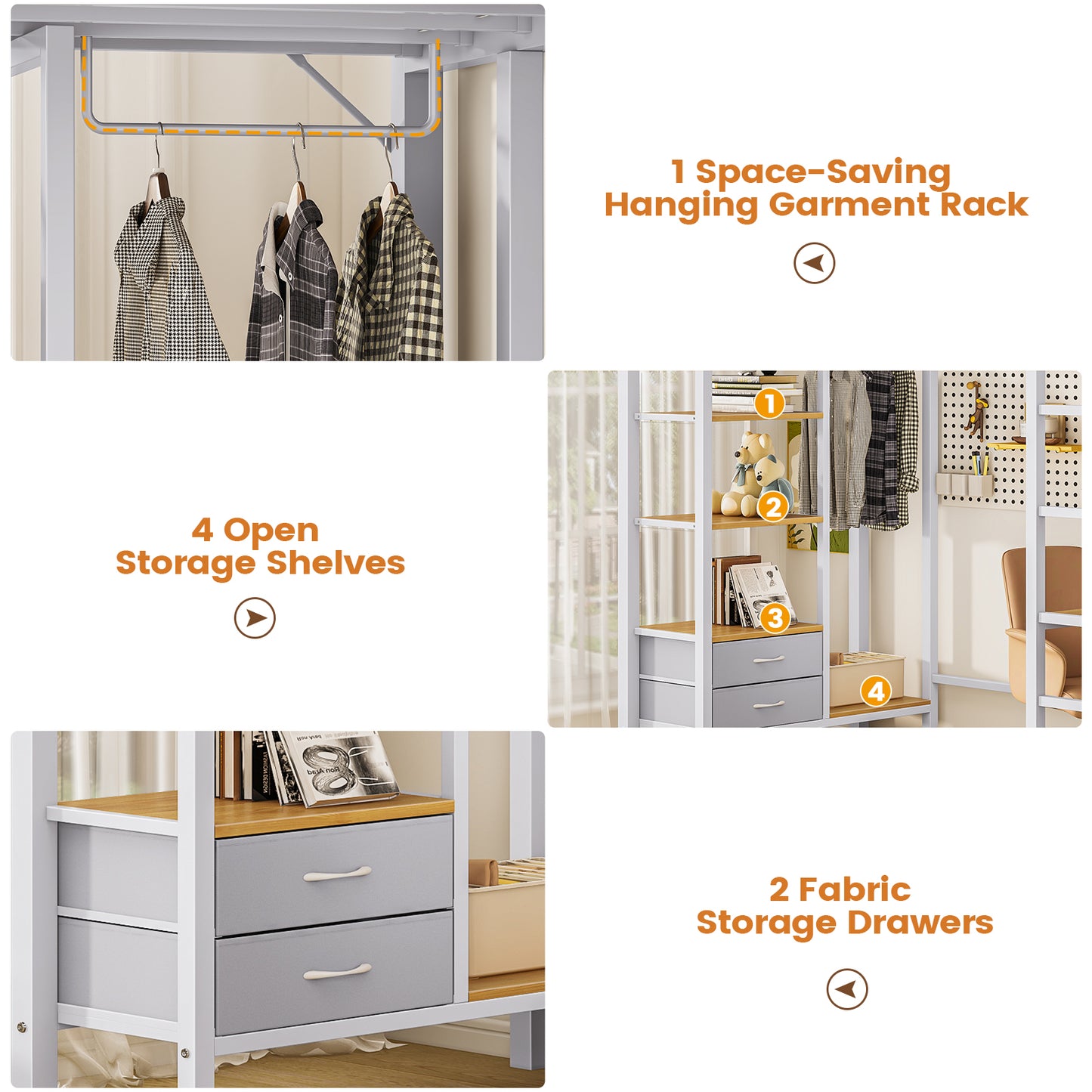 Hasuit | Loft Bed Twin Size with Desk and Charging Station Metal Twin Loft Bed with LED Lights 4 Storage Shelves and Safety Guard