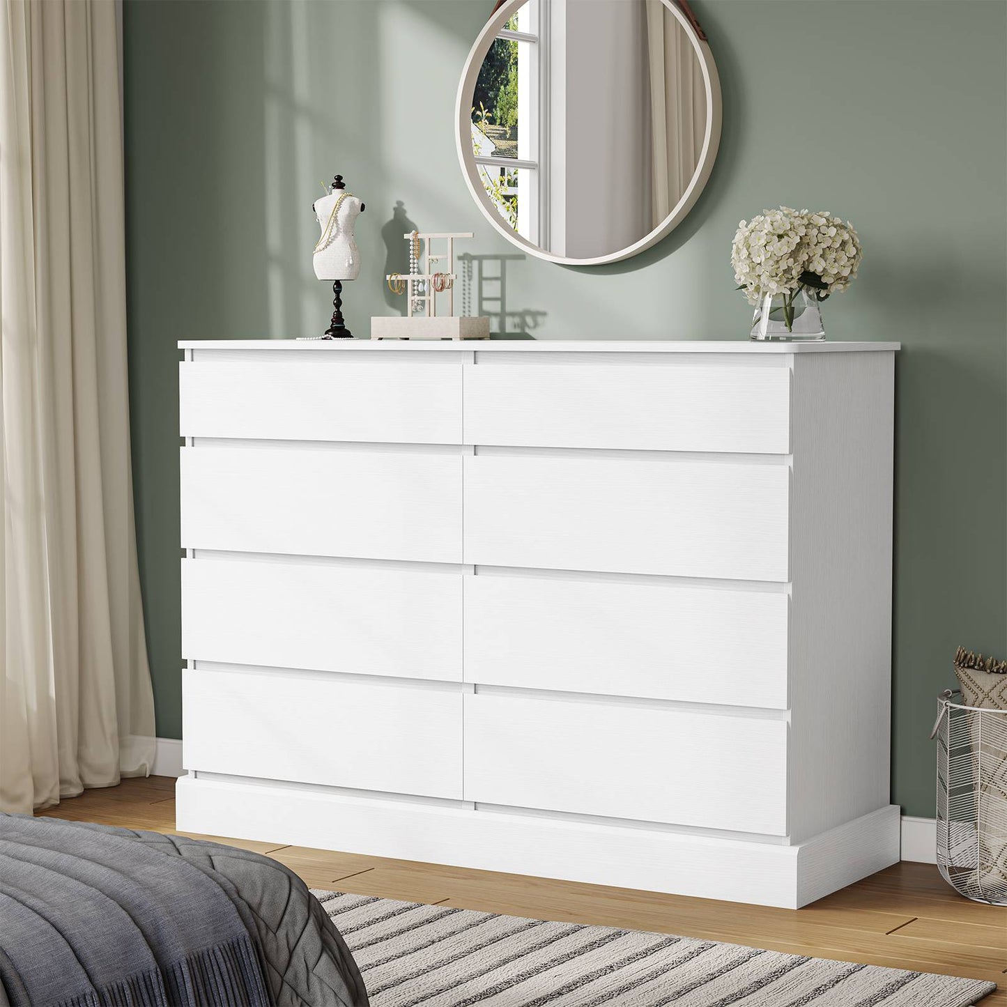 Hasuit | 51.5 Inch Wide Dresser for Bedroom Long Dresser with 8 Drawers Wooden Dressers Chest Large Capacity Clothing Storage Cabinet