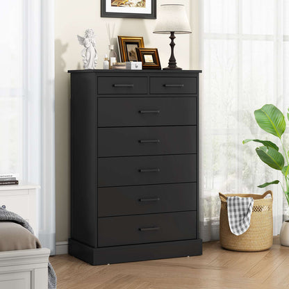 Hasuit | 44.5 Inch Tall Dresser 7 Drawer Dresser with Sturdy Base Wood Storage Tower Clothes Organizer Large Storage Cabinet