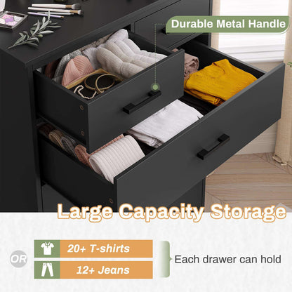 Hasuit | 44.5 Inch Tall Dresser 7 Drawer Dresser with Sturdy Base Wood Storage Tower Clothes Organizer Large Storage Cabinet