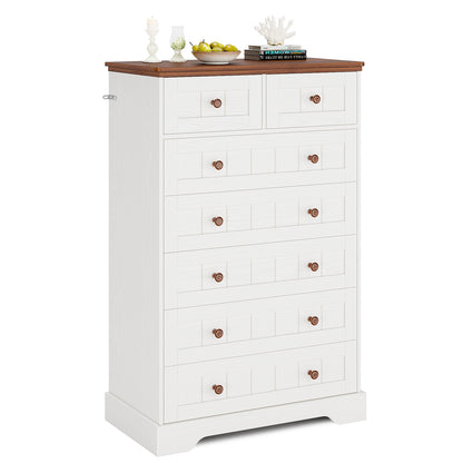 Hasuit | 51.4 Inch Tall Dresser Farmhouse 7 Drawers Dresser with Hand Carved Panel Dressers Chest of Drawers Large Wood Closet Storage Organizers