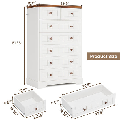 Hasuit | 51.4 Inch Tall Dresser Farmhouse 7 Drawers Dresser with Hand Carved Panel Dressers Chest of Drawers Large Wood Closet Storage Organizers