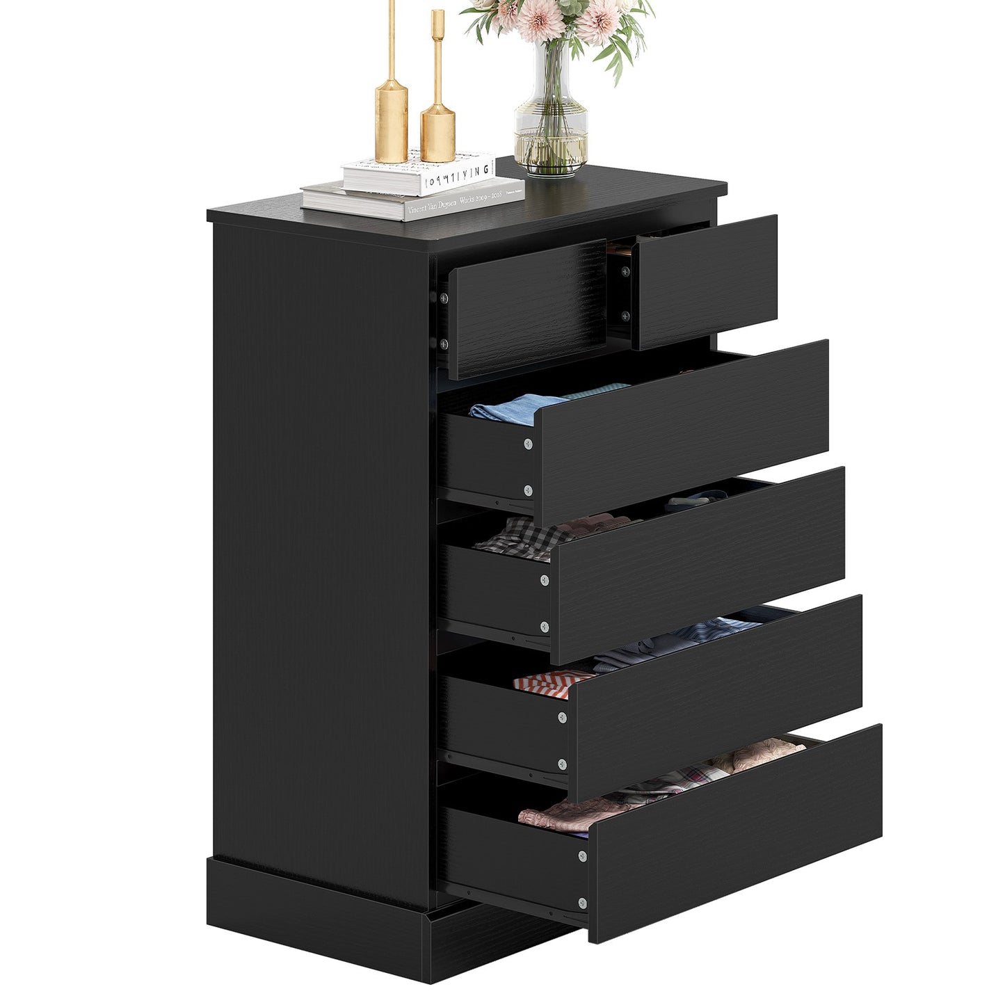 Hasuit | 40 Inch Dresser with 6 Drawer Tall Chest of Drawers Storage Organizer for Closet Modern Clothes Storage Tower