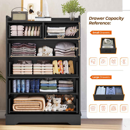 Hasuit | 26.6 Inch Dresser Wooden Storage Chest of 6 Drawers Vertical Large Capacity Clothing Storage Organizer Tall Dressers