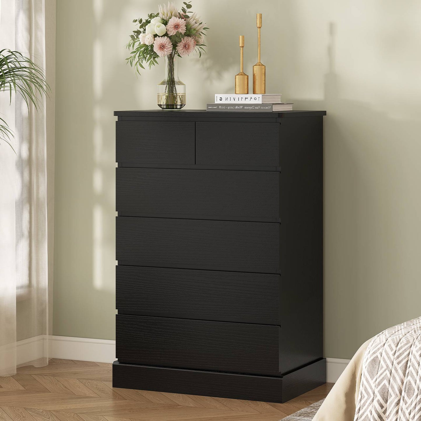 Hasuit | 40 Inch Dresser with 6 Drawer Tall Chest of Drawers Storage Organizer for Closet Modern Clothes Storage Tower