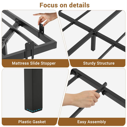 Hasuit | Floating Bed Frame with LED Lights Metal Platform Bed No Box Spring Needed Black Six Sizes