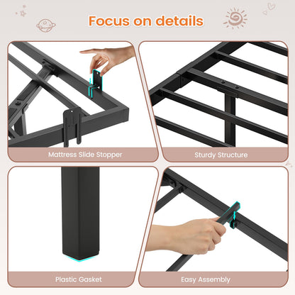 Hasuit | Floating Bed Frame with LED Lights Metal Platform Bed No Box Spring Needed Black Six Sizes