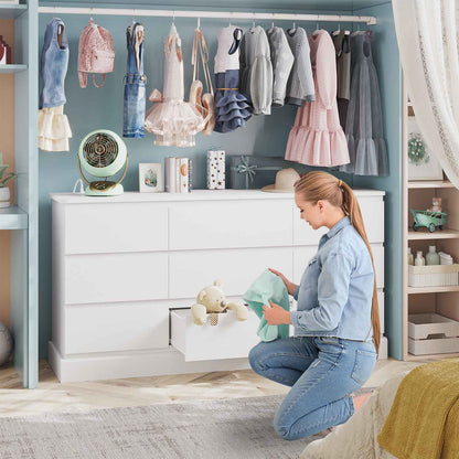 Hasuit | 61.7 Inch Modern Black Dresser with 9 Drawers Wide Dressers with Large Capacity Storage for Bedroom TV Stand with Power Outlets