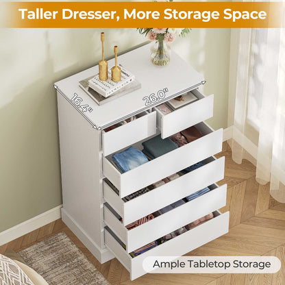 Hasuit | 40 Inch Dresser with 6 Drawer Tall Chest of Drawers Storage Organizer for Closet Modern Clothes Storage Tower