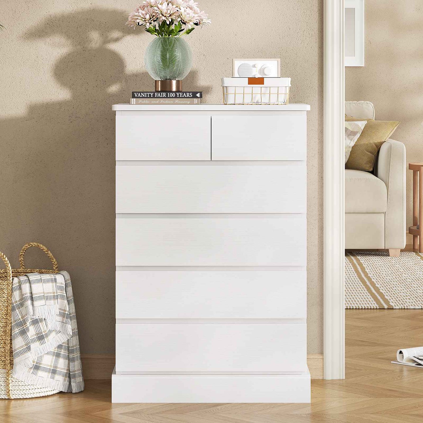 Hasuit | 40 Inch Dresser with 6 Drawer Tall Chest of Drawers Storage Organizer for Closet Modern Clothes Storage Tower