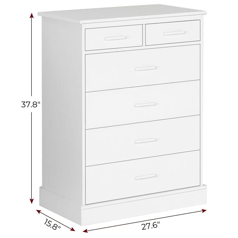Hasuit | 27.6 Inch Dresser for Bedroom 6 Drawers Dresser Wood Storage Tower Clothes Organizer for Bedroom Hallway Entryway