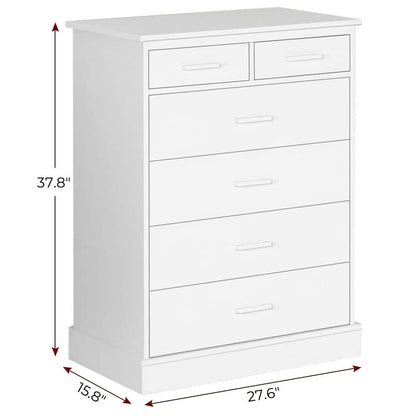 Hasuit | 27.6 Inch Dresser for Bedroom 6 Drawers Dresser Wood Storage Tower Clothes Organizer for Bedroom Hallway Entryway