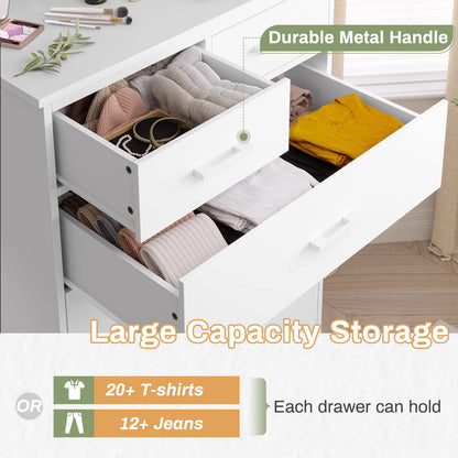 Hasuit | 27.6 Inch Dresser for Bedroom 6 Drawers Dresser Wood Storage Tower Clothes Organizer for Bedroom Hallway Entryway