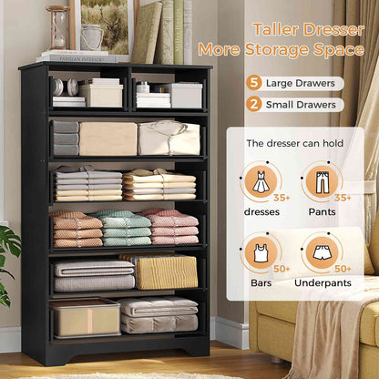 Hasuit | 55.6 Inch Tall 7 Drawers Dresser Large Chest of Drawers with Modern Wooden Vertical Storage Clothes Closet Organizer