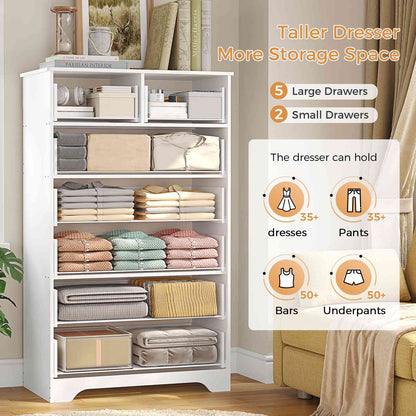 Hasuit | 55.6 Inch Tall 7 Drawers Dresser Large Chest of Drawers with Modern Wooden Vertical Storage Clothes Closet Organizer