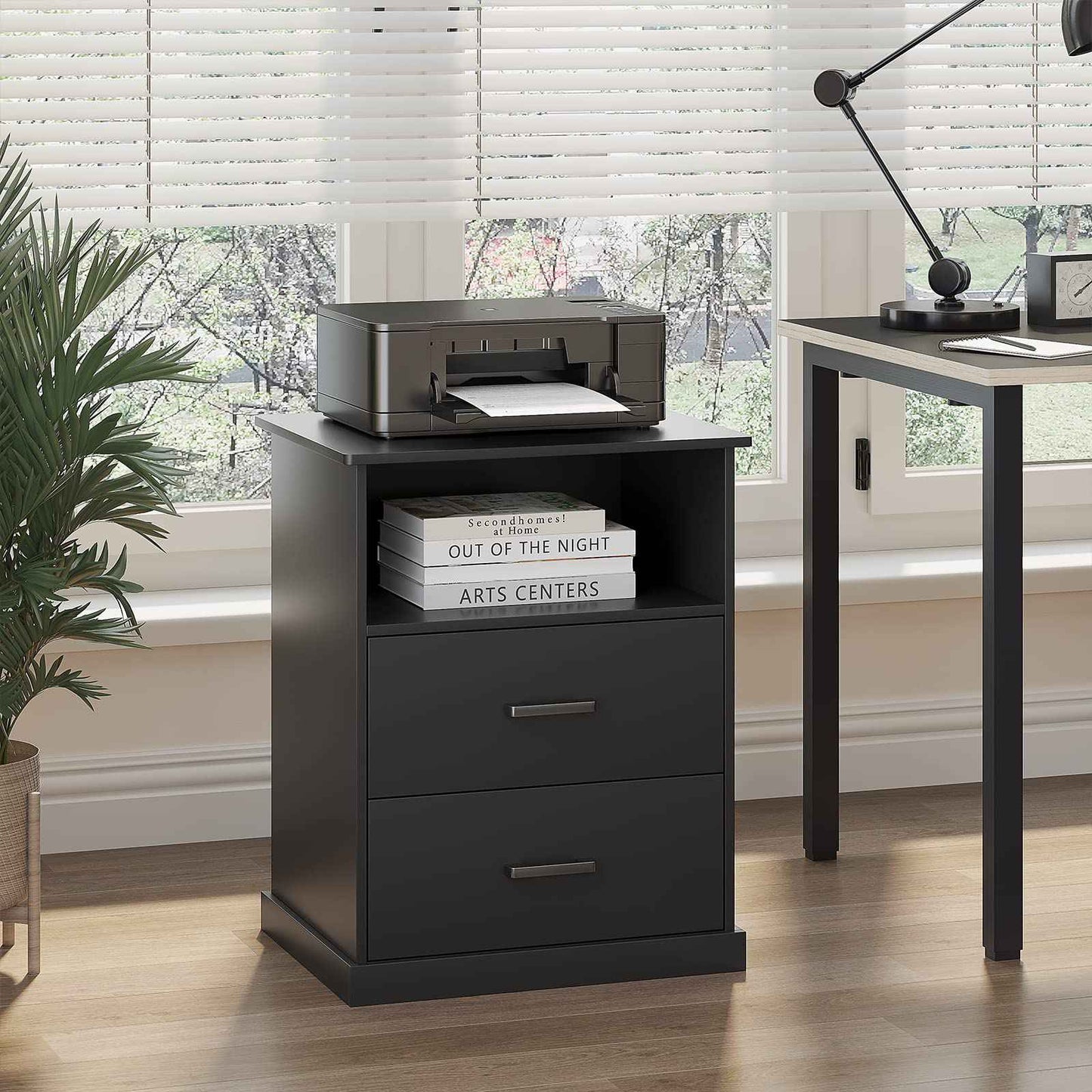 Hasuit | Nightstand with Charging Station and 2 Storage Drawers Large Nightstands with Open Cubby Wider Tabletop