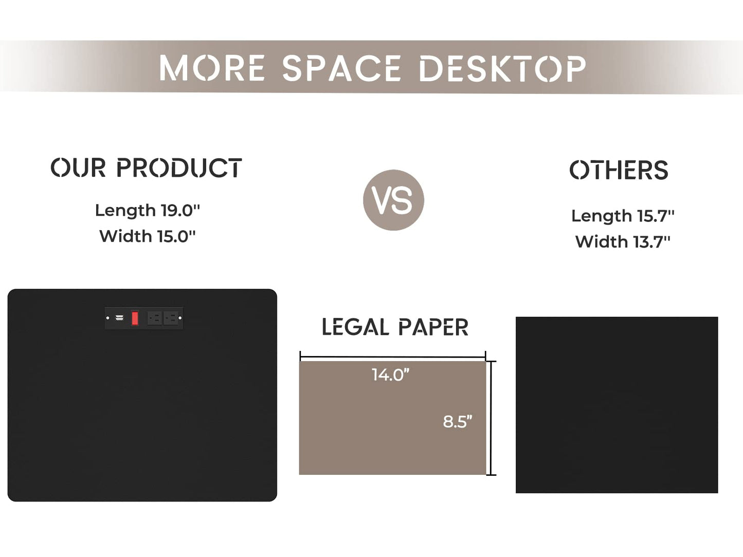 Hasuit | Nightstand with Charging Station and LED Lights Large Bedside Table with 3 Storage Drawer Wider Tabletop