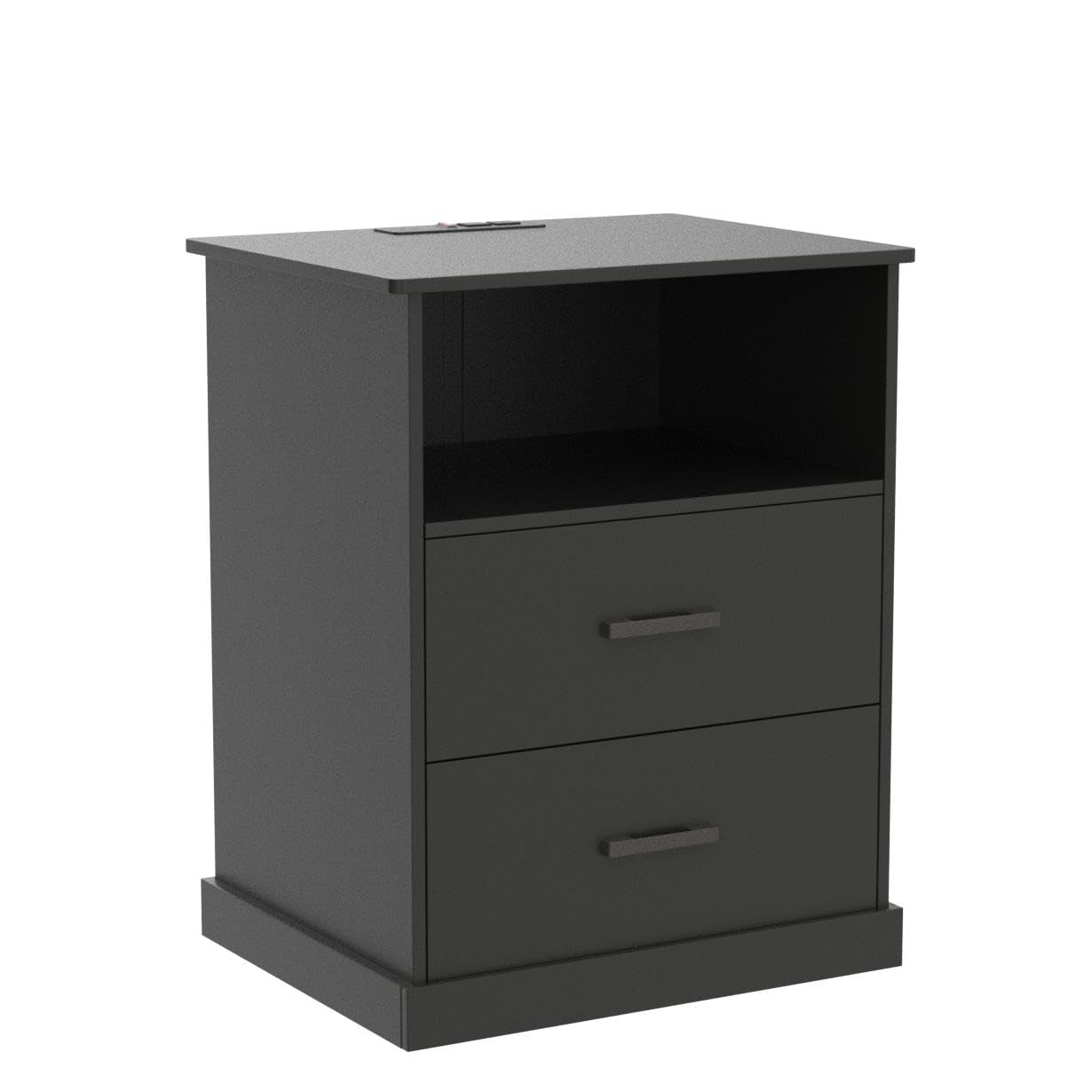 Hasuit | Nightstand with Charging Station and 2 Storage Drawers Large Nightstands with Open Cubby Wider Tabletop