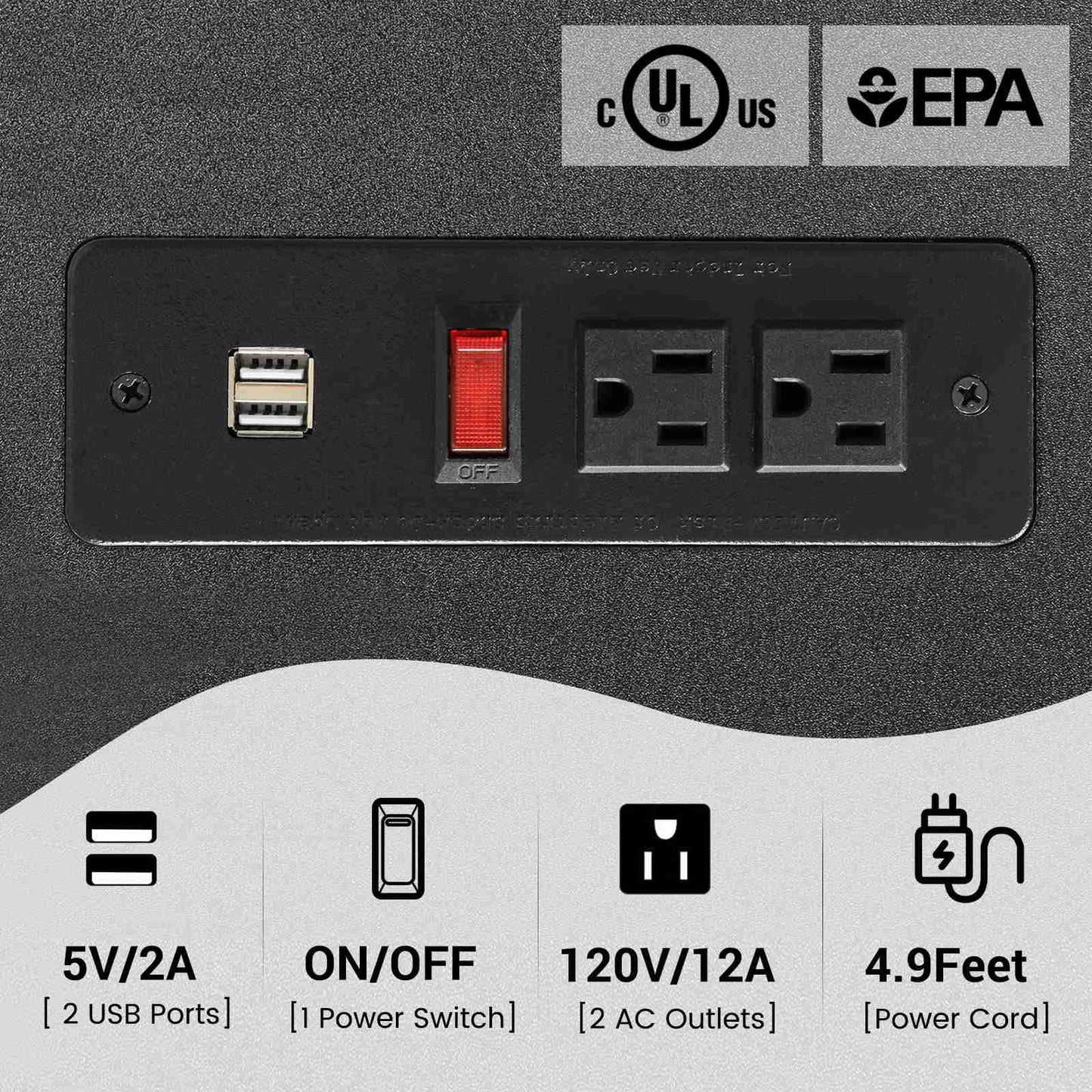 Hasuit | Nightstand with Charging Station and 2 Storage Drawers Large Nightstands with Open Cubby Wider Tabletop