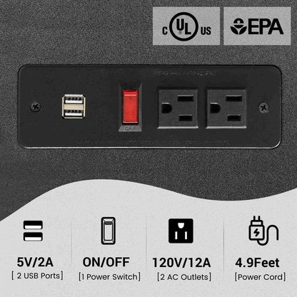 Hasuit | Nightstand with Charging Station and 2 Storage Drawers Large Nightstands with Open Cubby Wider Tabletop