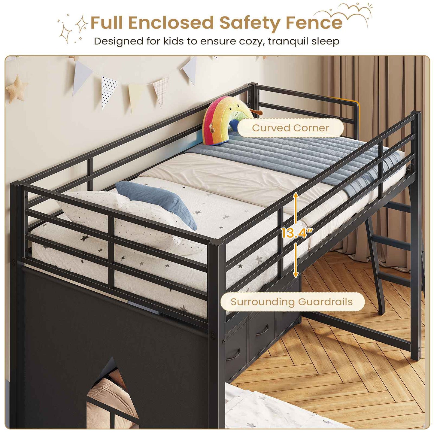 Hasuit | Twin Over Twin Bunk Bed with 9 Storage Drawers Bunk Beds for Kids with LED Lights and Charging Station