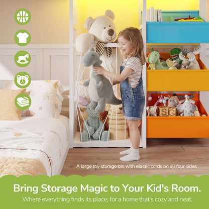 Hasuit | Bunk Bed Twin Over Twin Size with Large Toy Storage Organizer and 3 Bins L Shaped Bunk Beds with LED Lights