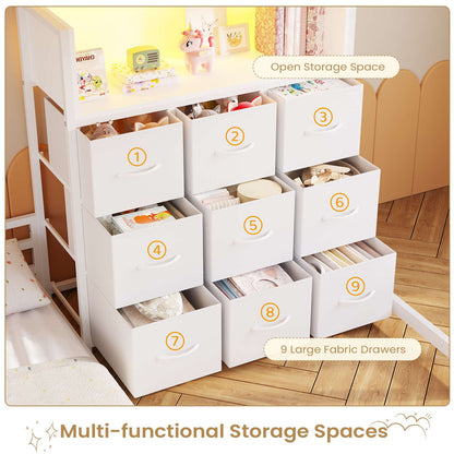 Hasuit | Twin Over Twin Bunk Bed with 9 Storage Drawers Bunk Beds for Kids with LED Lights and Charging Station