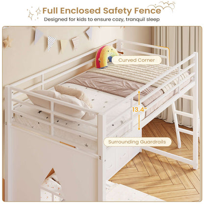 Hasuit | Twin Over Twin Bunk Bed with 9 Storage Drawers Bunk Beds for Kids with LED Lights and Charging Station