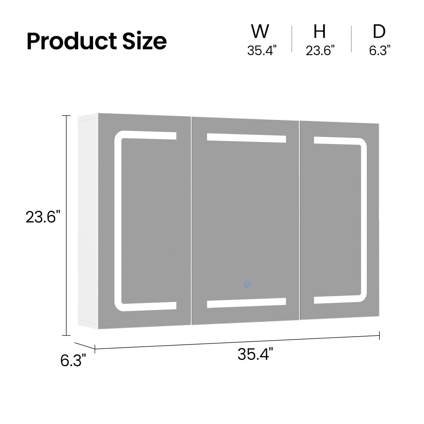 Hasuit | Medicine Cabinet Organizer with Mirror 3 Doors Lighted Bathroom Wall Cabinet with Storage Adjustable Shelves & Outlets Three Sizes