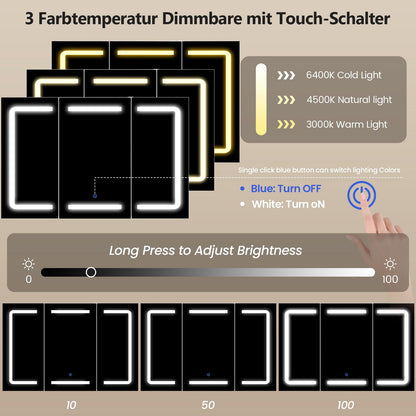 Hasuit | Medicine Cabinet Organizer with Mirror 3 Doors Lighted Bathroom Wall Cabinet with Storage Adjustable Shelves & Outlets Three Sizes