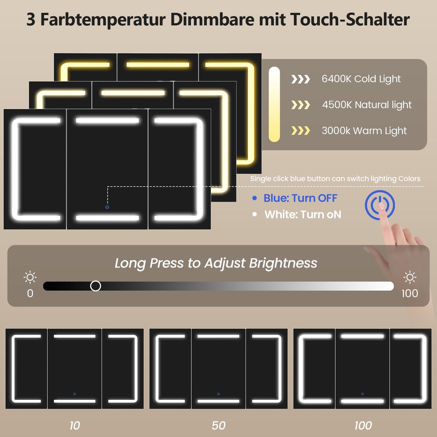 Hasuit | Medicine Cabinet Organizer with Mirror 3 Doors Lighted Bathroom Wall Cabinet with Storage Adjustable Shelves & Outlets Three Sizes