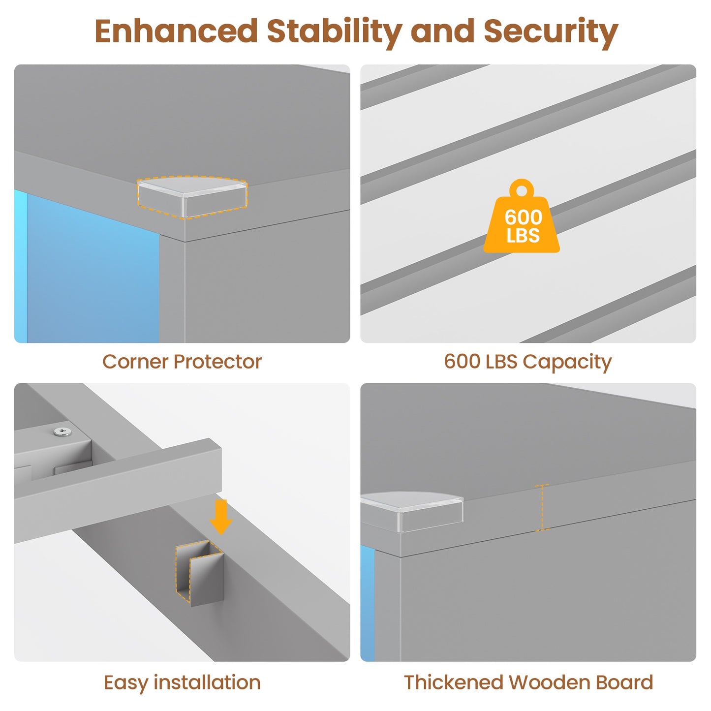 Hasuit | Twin Corner Bed with Desk and Storage Bookcase Daybed with Charging Station and LED Light Modern Teenagers Bedframe
