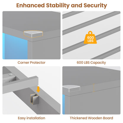 Hasuit | Twin Corner Bed with Desk and Storage Bookcase Daybed with Charging Station and LED Light Modern Teenagers Bedframe