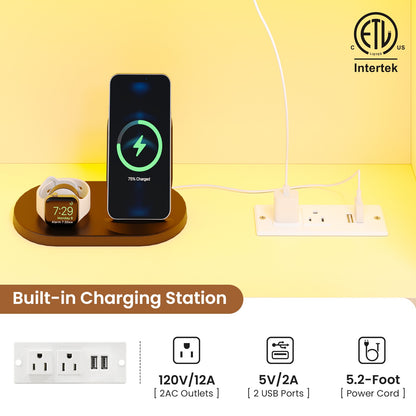 Hasuit | Corner Bed Frame with Storage Bookcase Modern Teenagers Bedframe with 2 Drawers Kids Bed Unit with Charging Station White