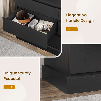 Hasuit | 51.5 Inch Wide Dresser for Bedroom Long Dresser with 6 Drawers Wooden Dressers Chest Large Capacity Clothing Storage Cabinet