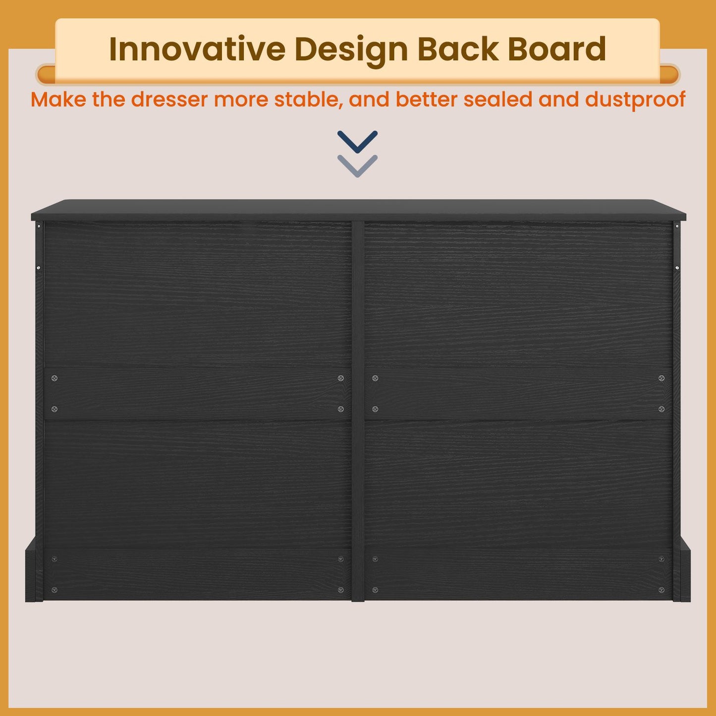 Hasuit | 51.5 Inch Wide Dresser for Bedroom Long Dresser with 6 Drawers Wooden Dressers Chest Large Capacity Clothing Storage Cabinet