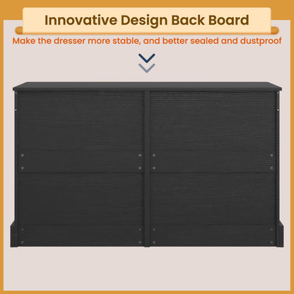 Hasuit | 51.5 Inch Wide Dresser for Bedroom Long Dresser with 6 Drawers Wooden Dressers Chest Large Capacity Clothing Storage Cabinet