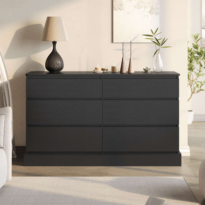 Hasuit | 51.5 Inch Wide Dresser for Bedroom Long Dresser with 6 Drawers Wooden Dressers Chest Large Capacity Clothing Storage Cabinet