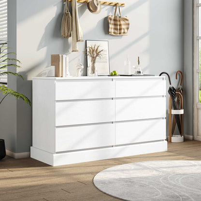 Hasuit | 51.5 Inch Wide Dresser for Bedroom Long Dresser with 6 Drawers Wooden Dressers Chest Large Capacity Clothing Storage Cabinet