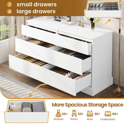 Hasuit | 51.5 Inch Wide Dresser for Bedroom Long Dresser with 6 Drawers Wooden Dressers Chest Large Capacity Clothing Storage Cabinet