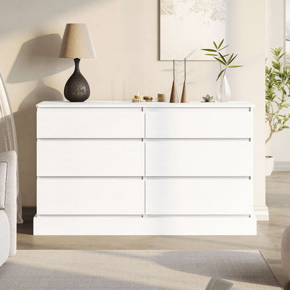 Hasuit | 51.5 Inch Wide Dresser for Bedroom Long Dresser with 6 Drawers Wooden Dressers Chest Large Capacity Clothing Storage Cabinet