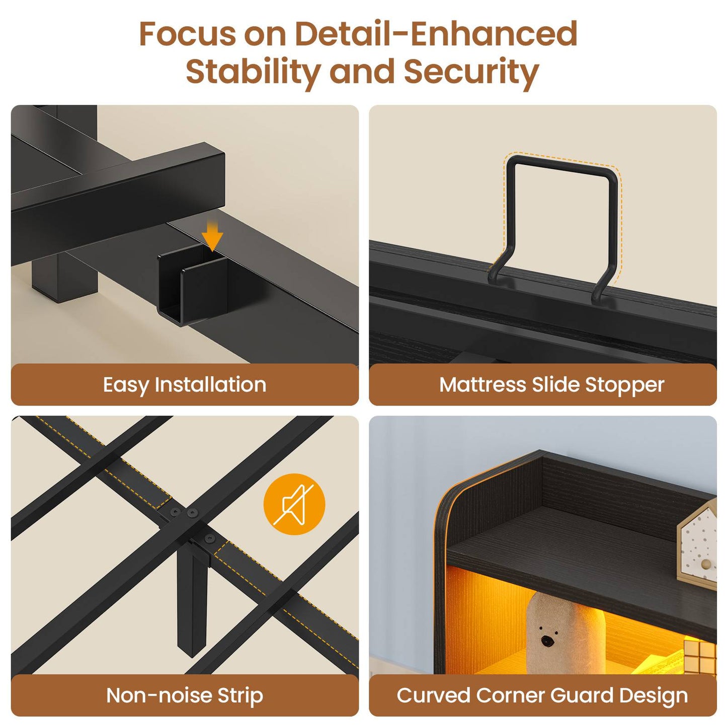 Hasuit | Corner Bed Frame with Storage Drawers and Bookcase Convertible Bed Frame with Power Outlet and LED Lights