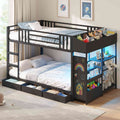 Hasuit | Bunk Bed Twin Over Twin with Doodle Board and Bookshelf Bunkbed with 3 Storage Drawers and Open Shelf