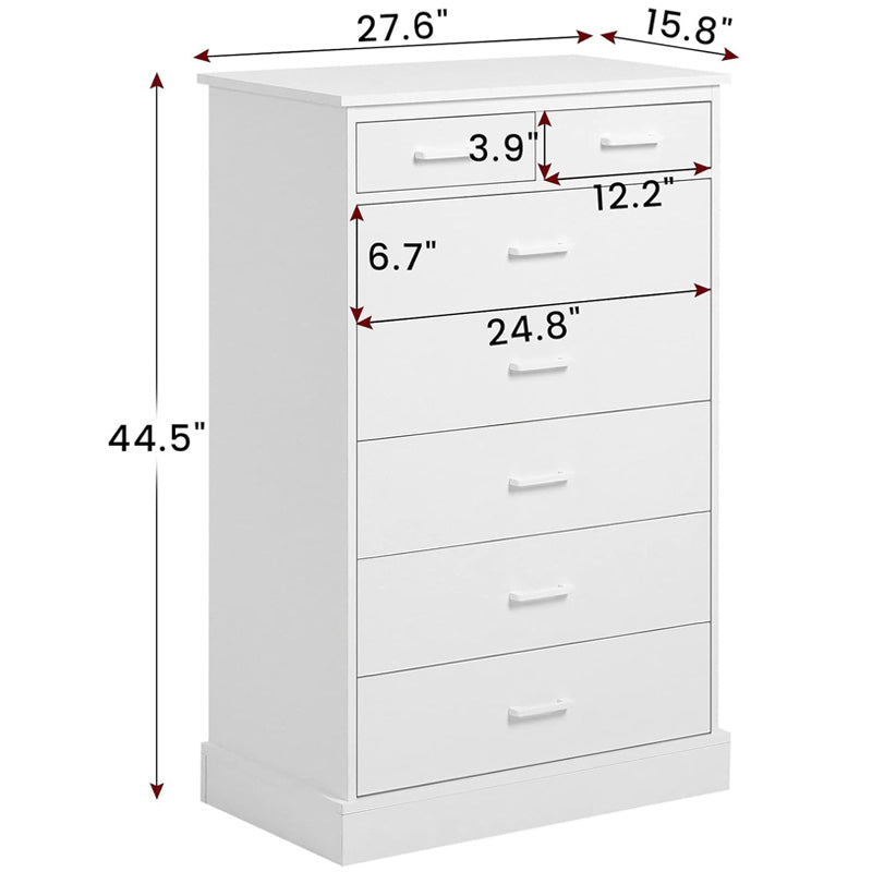 Hasuit White Dresser Tall 7 Drawer Dresser with Sturdy Base