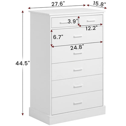 Hasuit White Dresser Tall 7 Drawer Dresser with Sturdy Base