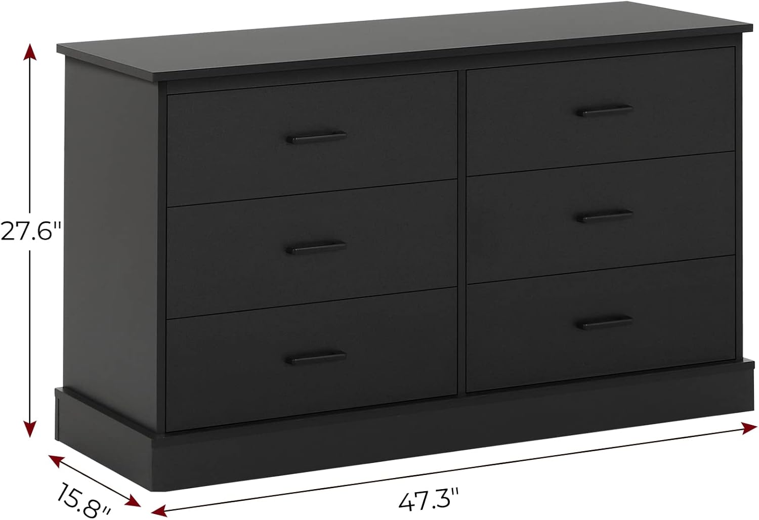 Hasuit Black 6 Drawer Double Dresser for Bedroom, Wood Storage Tower Clothes Organizer, Wide Chest of 6 Drawers, Large Storage Cabinet, Dresser with Sturdy Base for Bedroom, Hallway, Entryway